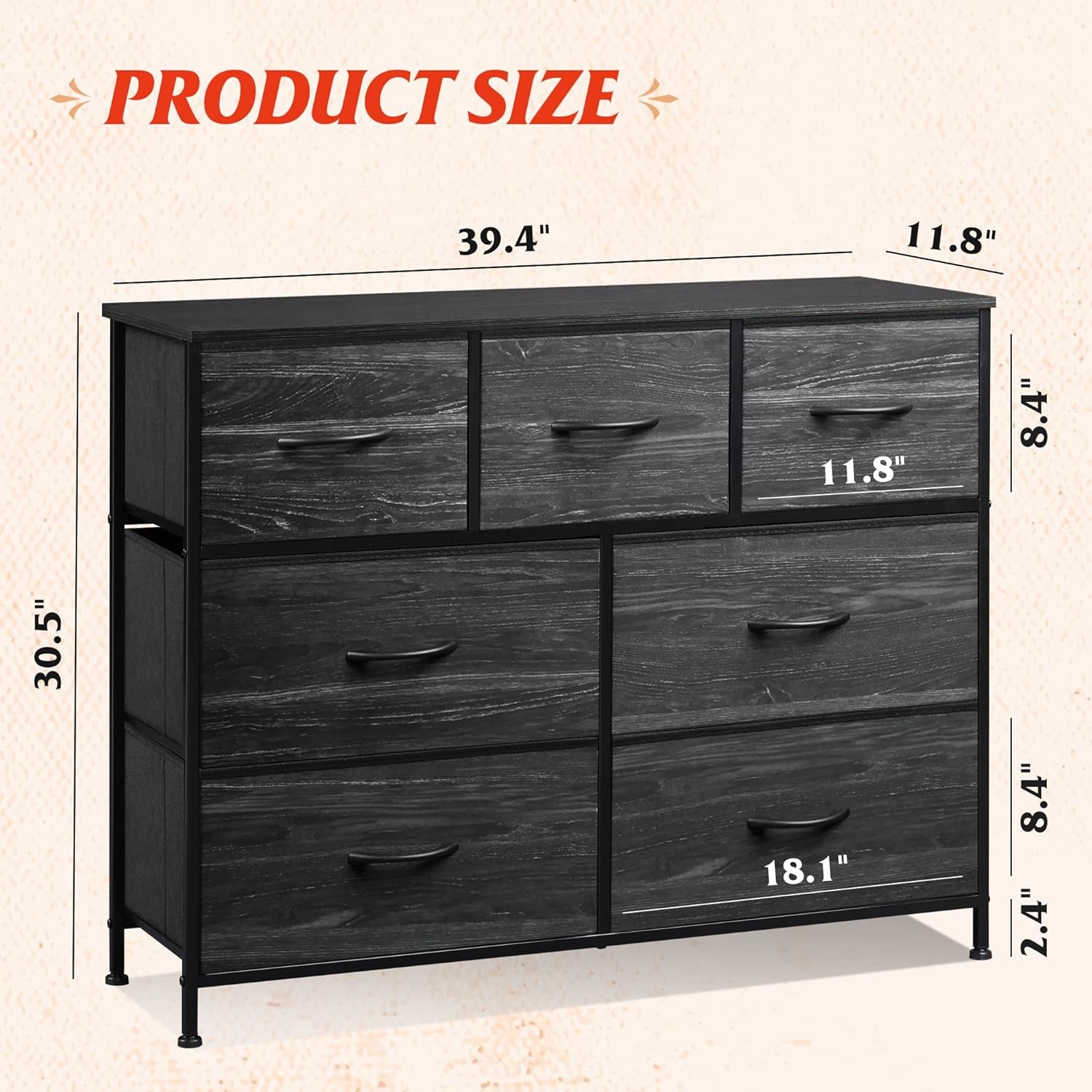 TV Stand For 45 Inch TV With Durable Fabric Drawers-2