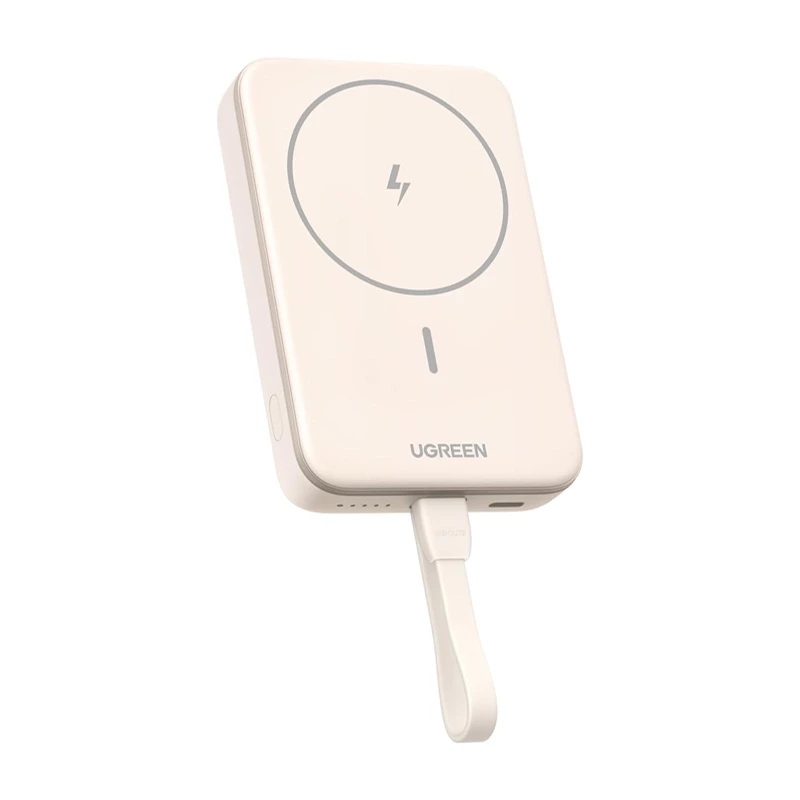 Ugreen 35341 Mágneses Powerbank integrált kábellel Type-C 10000mAh 20W - Rózsaarany (35341)-0