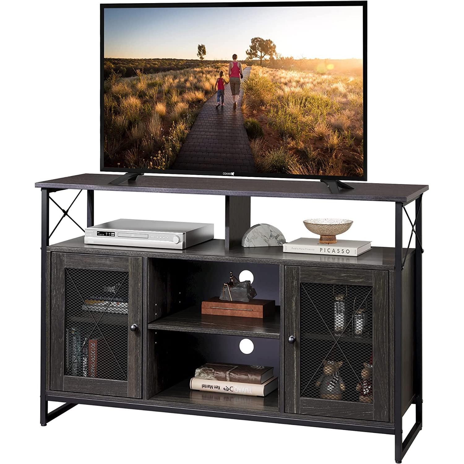 55 Inch TV Stand With Storage Console Industrial Farmhouse-1