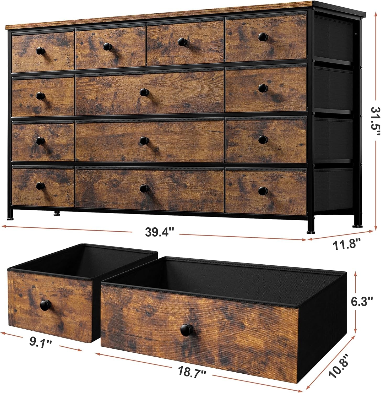 Dresser With 13 Drawers And TV Stand For 55 Inch TV-2