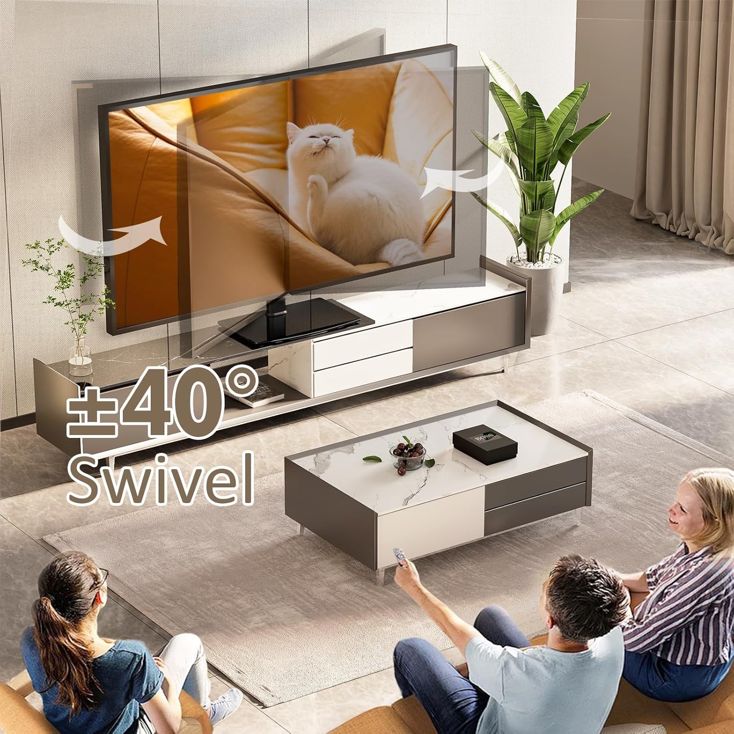 Universal Swivel TV Stand For 32 To 65 Inch TVs With 80 Degree Swivel-1