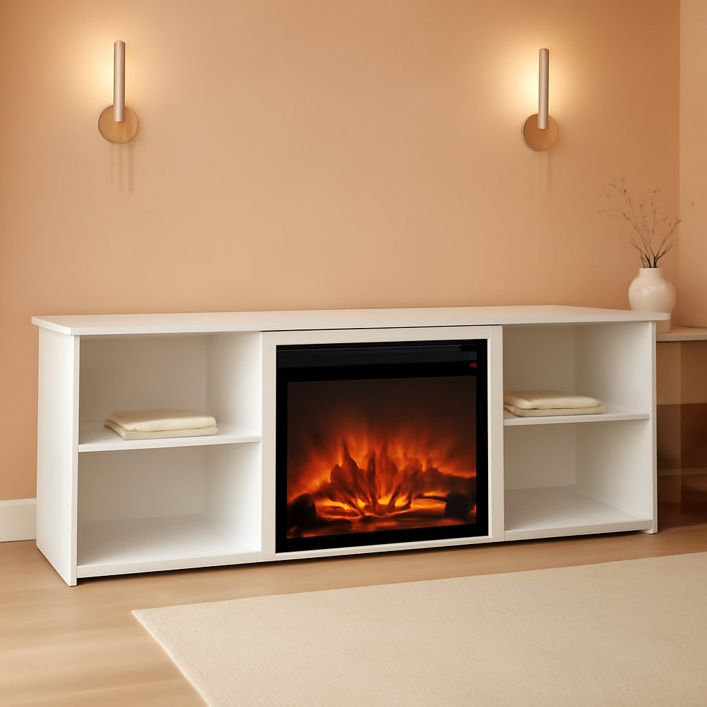 Modern 70 Inch TV Stand With Electric Fireplace-0