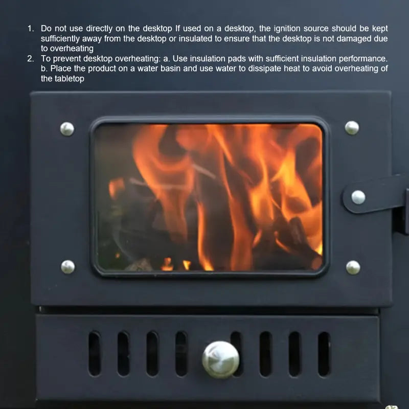 Portable Black Outdoor Stove with Fireplace-3