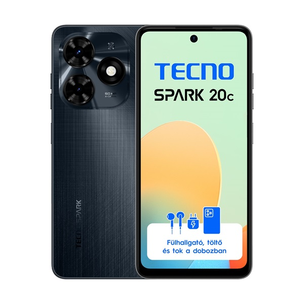 Tecno Spark 20C 6,56" LTE 4/128GB DualSIM Gravity Black okostelefon (10046953)-0