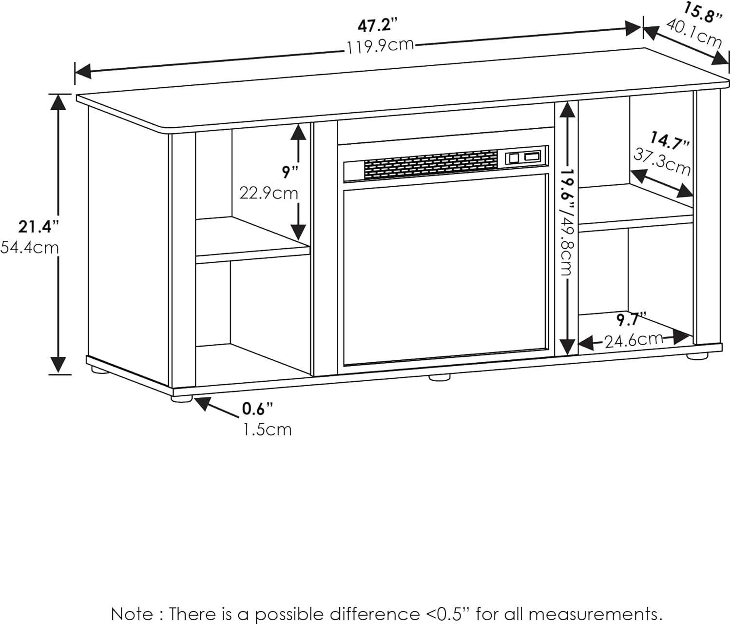 Jensen TV Stand With Electric Fireplace For 55 Inch TVs-2