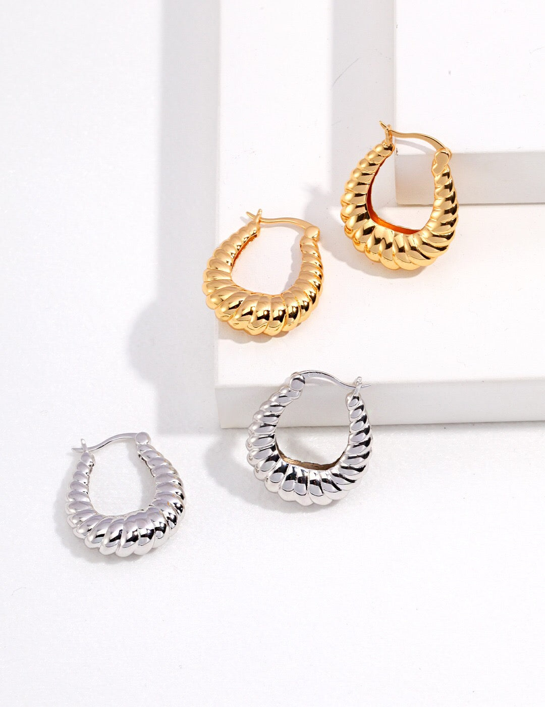 Twisted Stripe Stud Earrings-0