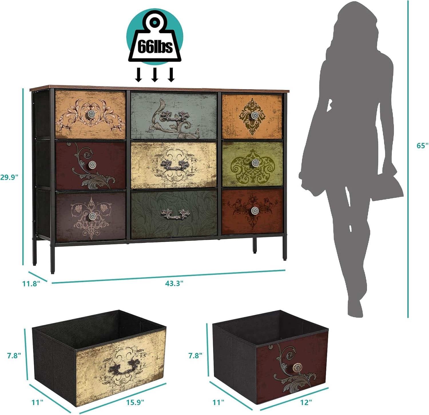 Premium 9-Drawer Dresser With Extra-Large TV Stand-2