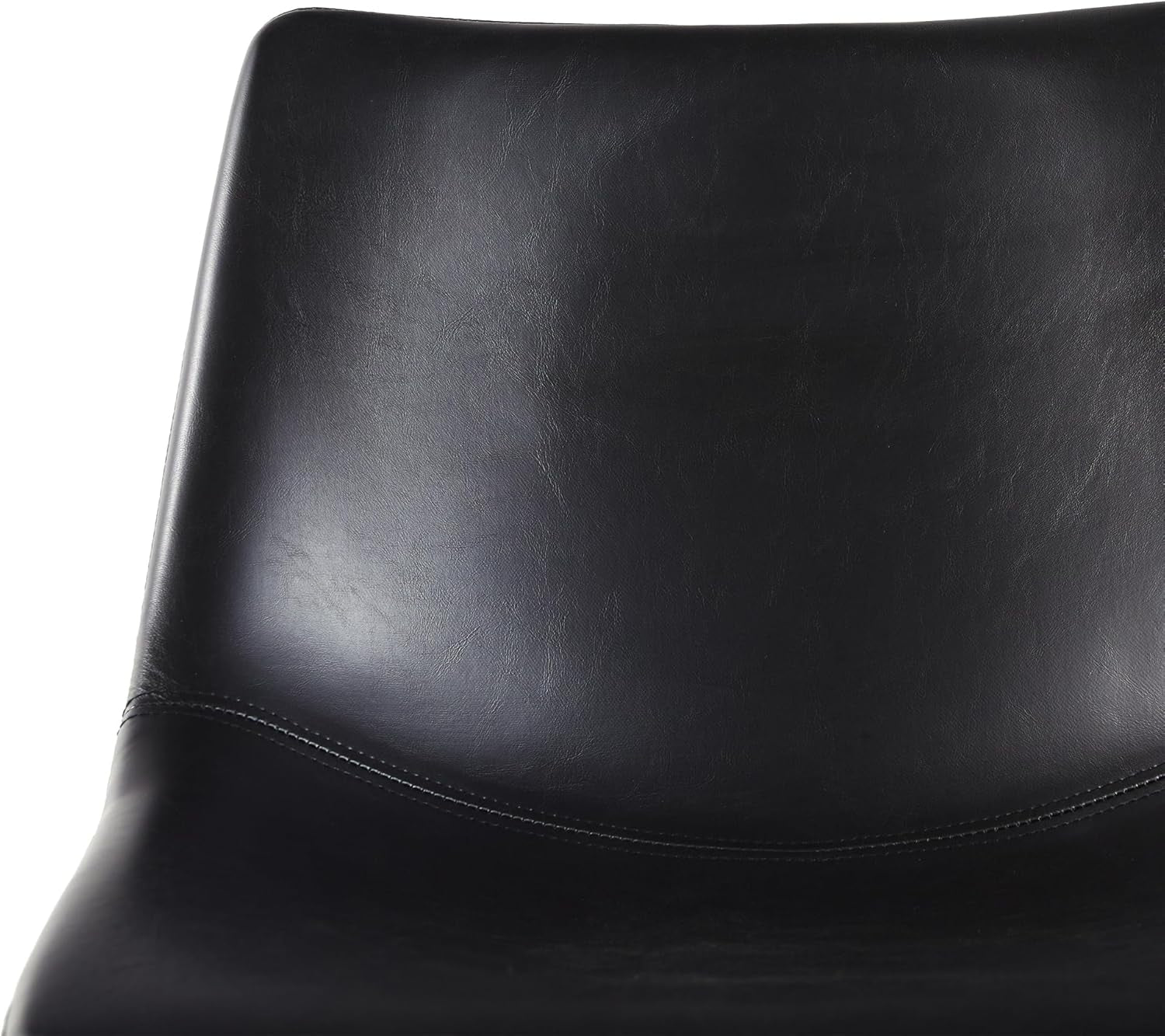 Modern Upholstered Faux Leather Armless Counter Stools with Powder-Coated Steel Base, Set of 2, Black-3