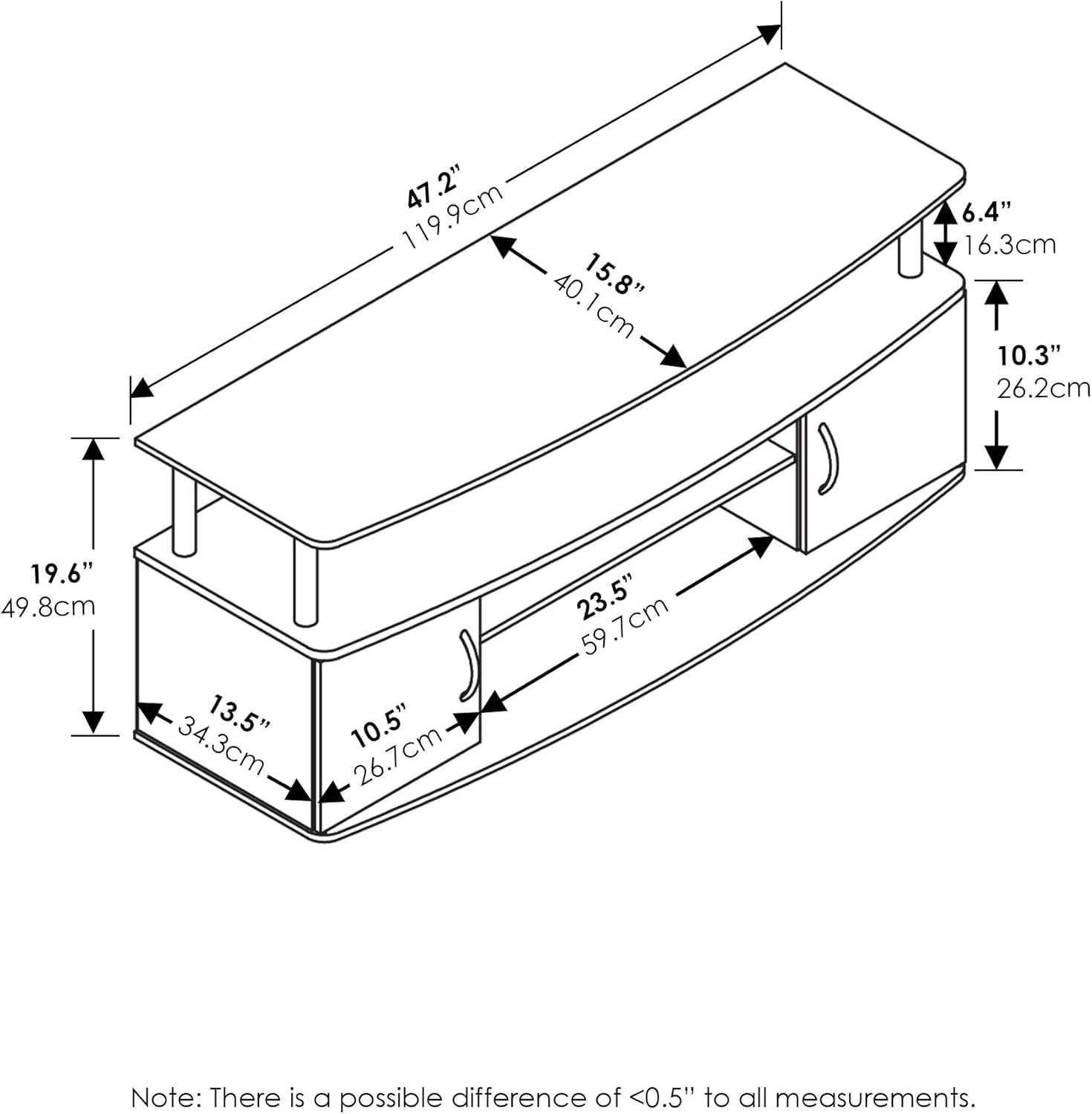 JAYA Entertainment Stand For 55 Inch TV Americano Chrome-1