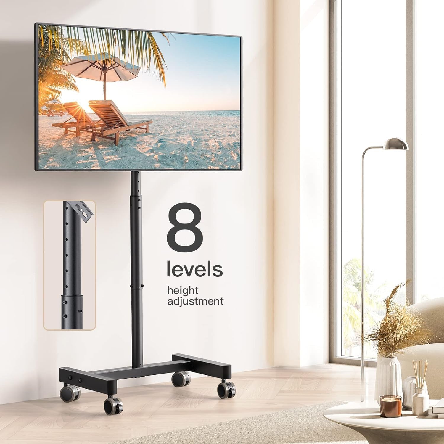 Adjustable Rolling TV Cart For 13 To 50 Inch TVs Tilt-1