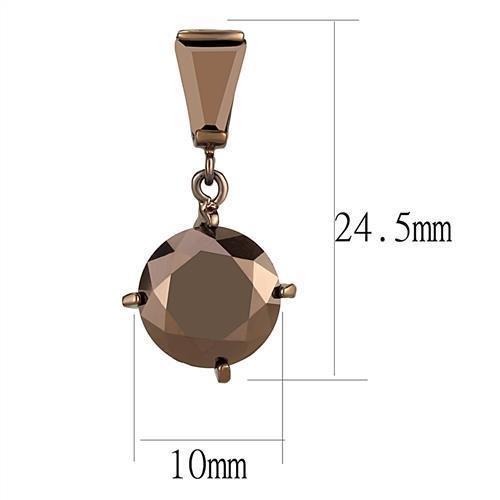 3W1133 - IP Coffee light Brass Earrings with AAA Grade CZ in Light Coffee-1