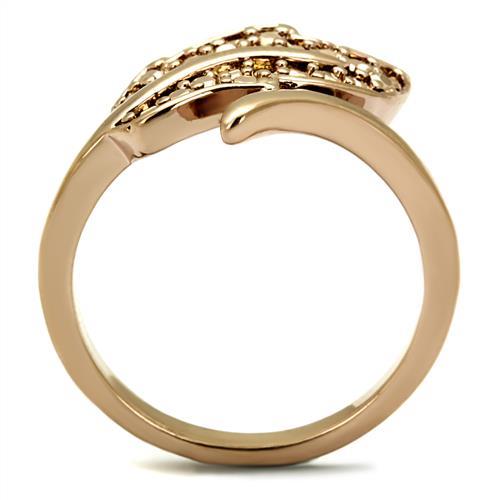 3W1200 - IP Rose Gold(Ion Plating) Brass Ring with AAA Grade CZ in Metallic Light Gold-2