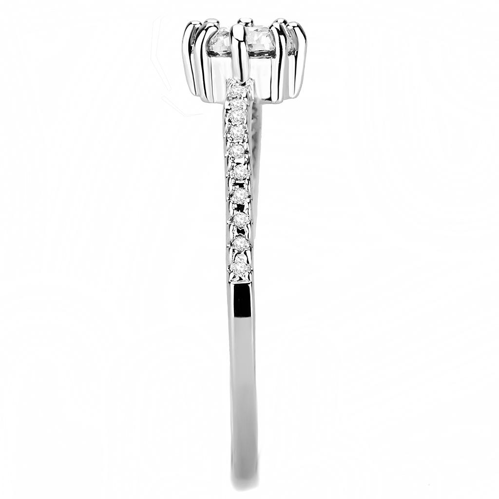 3W1460 - Rhodium Brass Ring with AAA Grade CZ in Clear-3