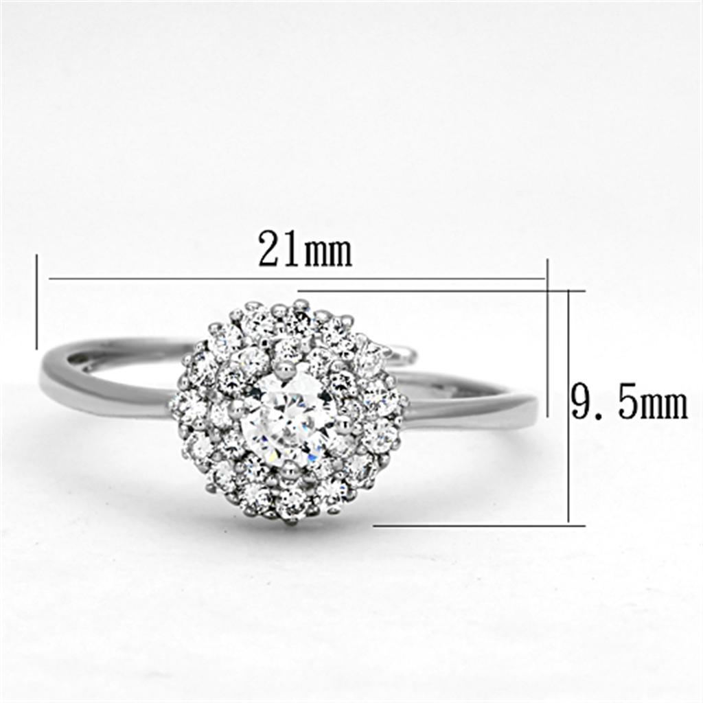 3W501 - Rhodium Brass Ring with AAA Grade CZ in Clear-1