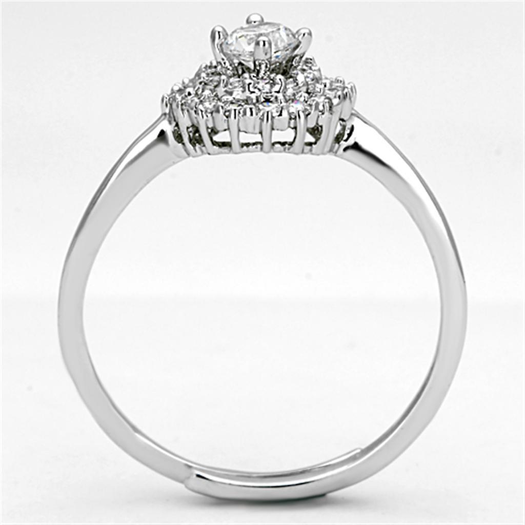 3W501 - Rhodium Brass Ring with AAA Grade CZ in Clear-2