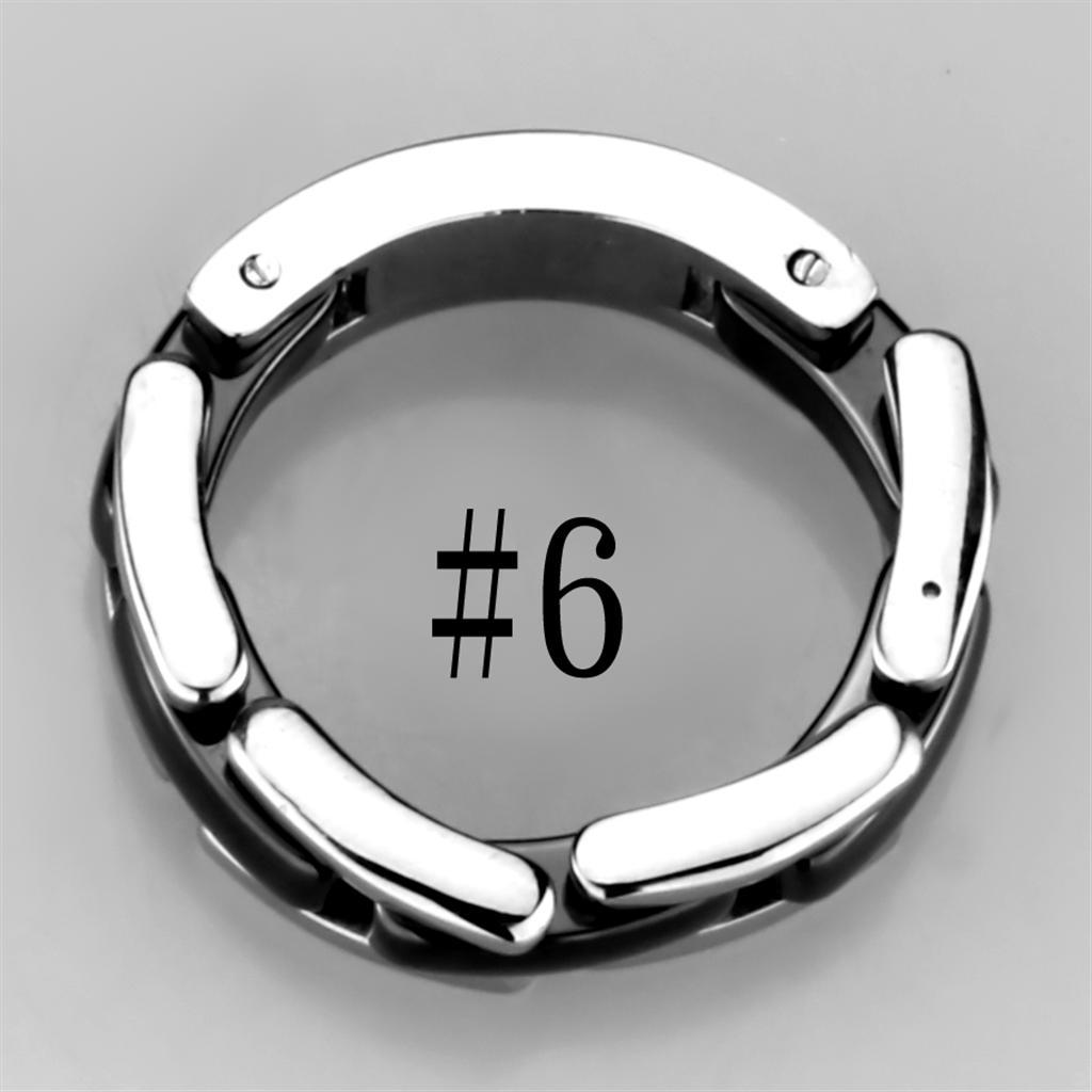3W972 - High polished (no plating) Stainless Steel Ring with Ceramic in Jet-3