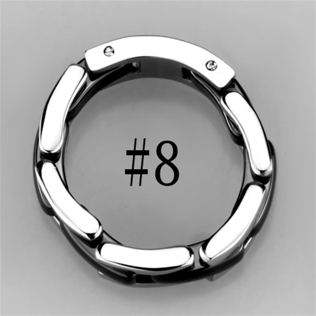 3W972 - High polished (no plating) Stainless Steel Ring with Ceramic in Jet-2