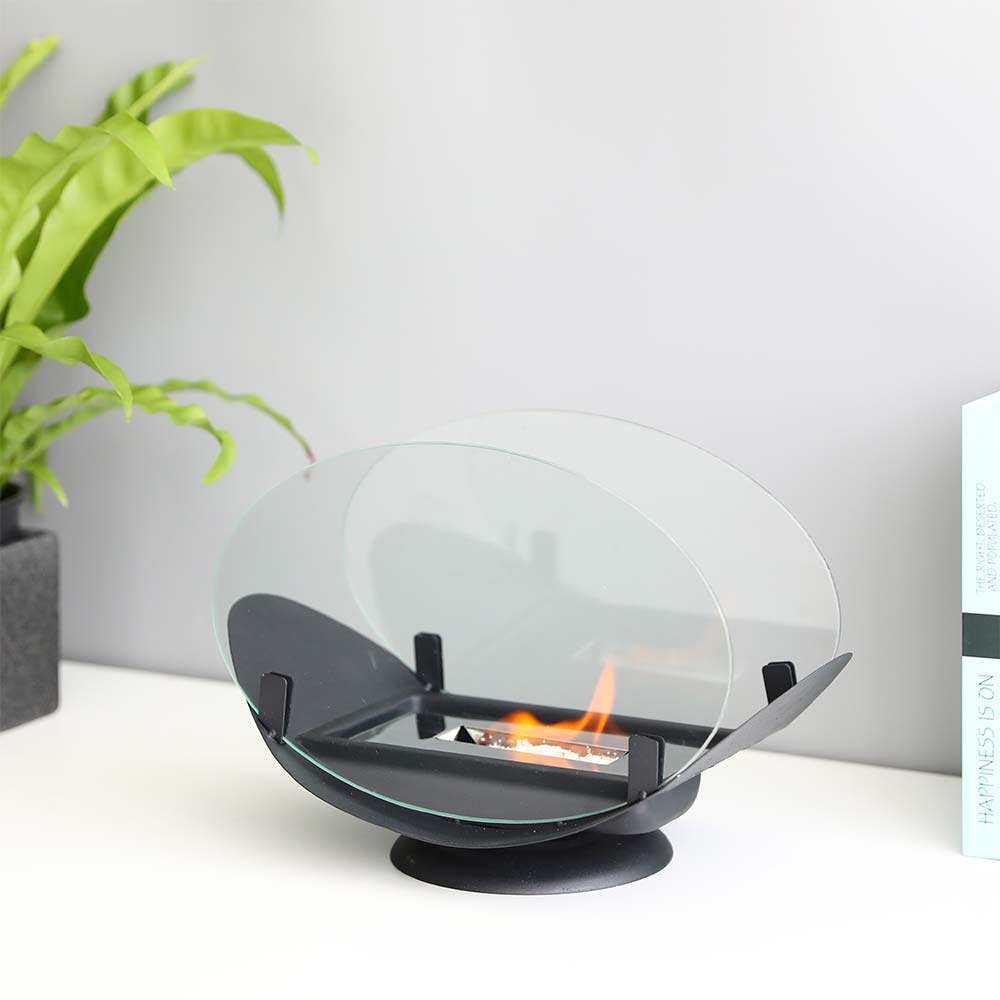 24.5 cm High Portable Tabletop Fireplace | Ventless Bio-Ethanol Fire Pit for Indoor & Outdoor Use | Elegant Decorative Flame-2