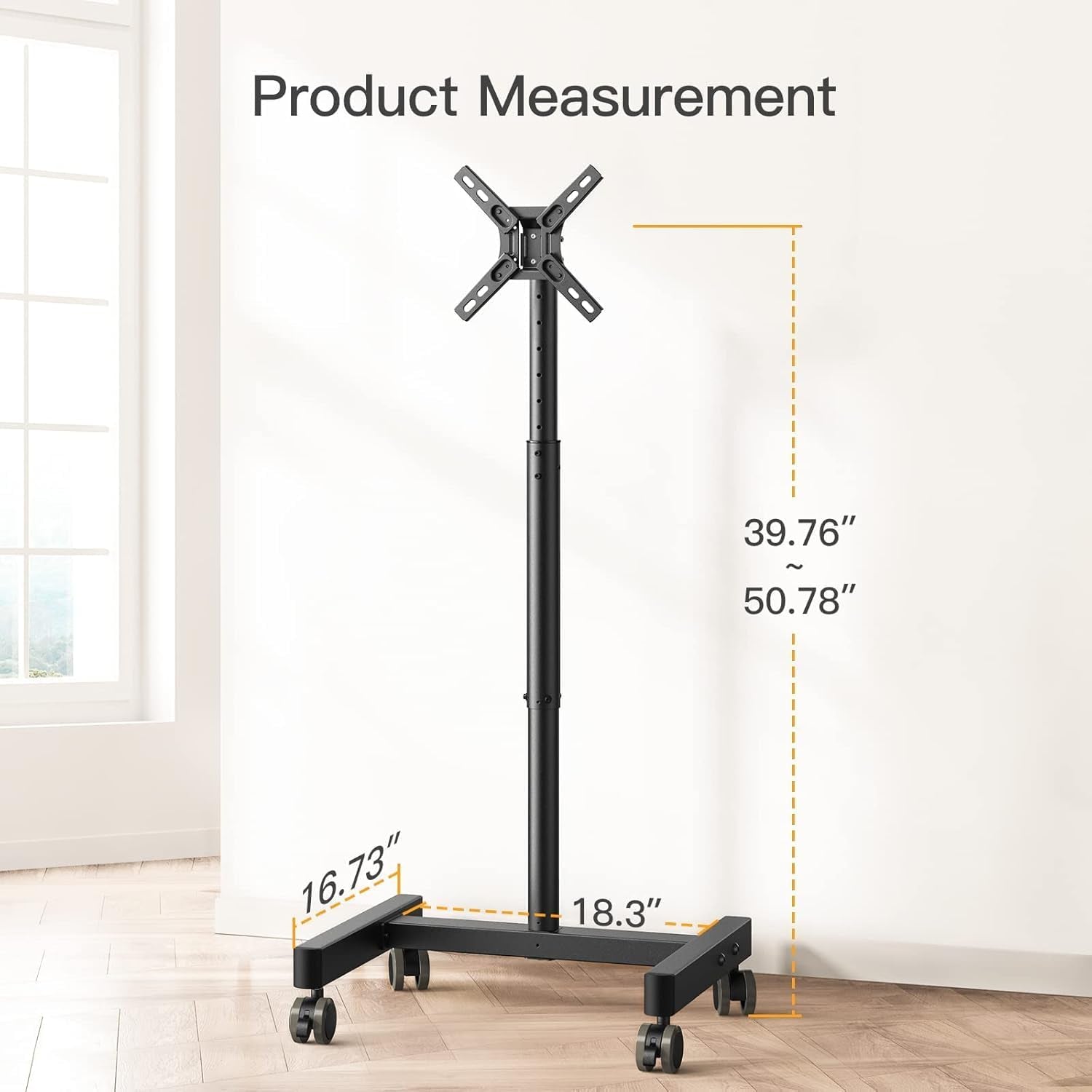 Adjustable Rolling TV Cart For 13 To 50 Inch TVs Tilt-3