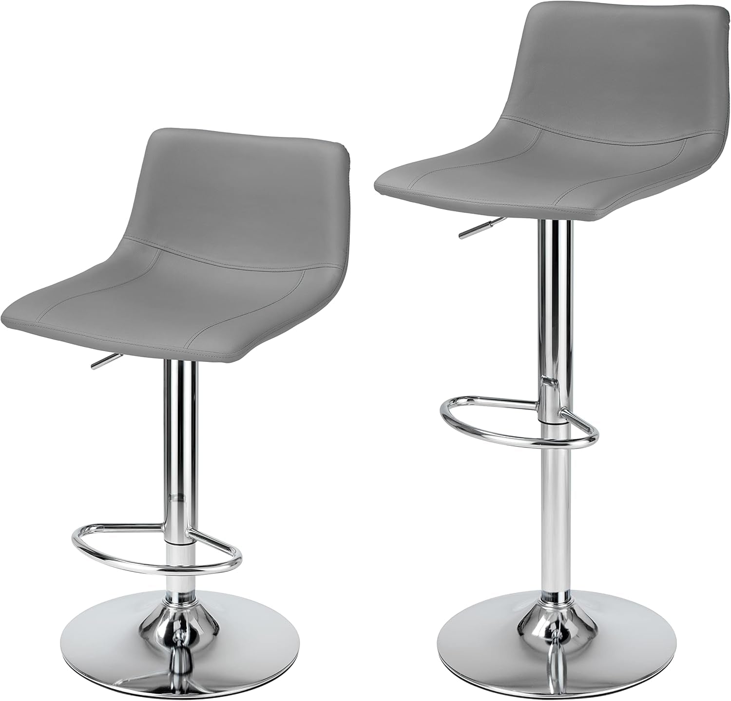 Modern Grey PU Leather Swivel Bar Stools Set-0