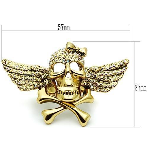3W005 - Gold White Metal Ring with Top Grade Crystal in Aurora Borealis (Rainbow Effect)-1