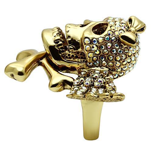 3W005 - Gold White Metal Ring with Top Grade Crystal in Aurora Borealis (Rainbow Effect)-4