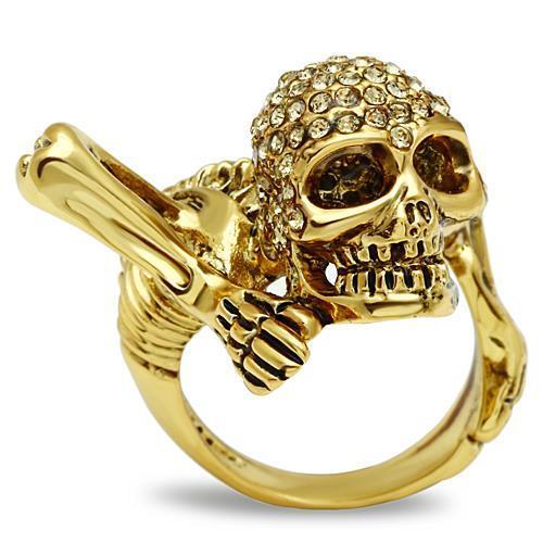 3W020 - Gold White Metal Ring with Top Grade Crystal in Citrine Yellow-0