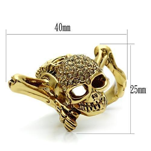 3W020 - Gold White Metal Ring with Top Grade Crystal in Citrine Yellow-1