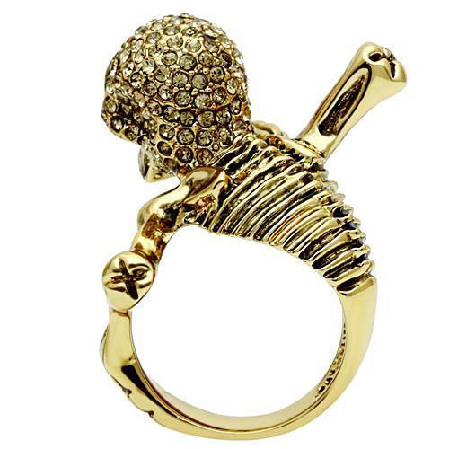 3W020 - Gold White Metal Ring with Top Grade Crystal in Citrine Yellow-3