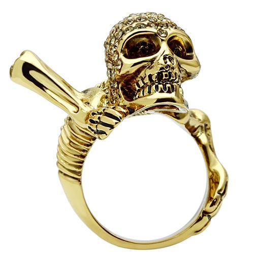3W020 - Gold White Metal Ring with Top Grade Crystal in Citrine Yellow-2