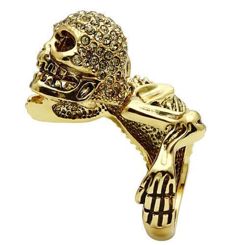 3W020 - Gold White Metal Ring with Top Grade Crystal in Citrine Yellow-4