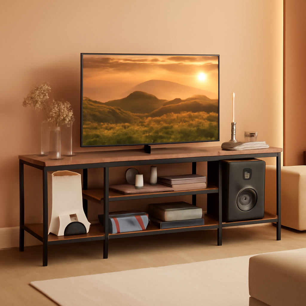 TV Stand With Power Outlets For 65 Inch TV Open Shelves-0