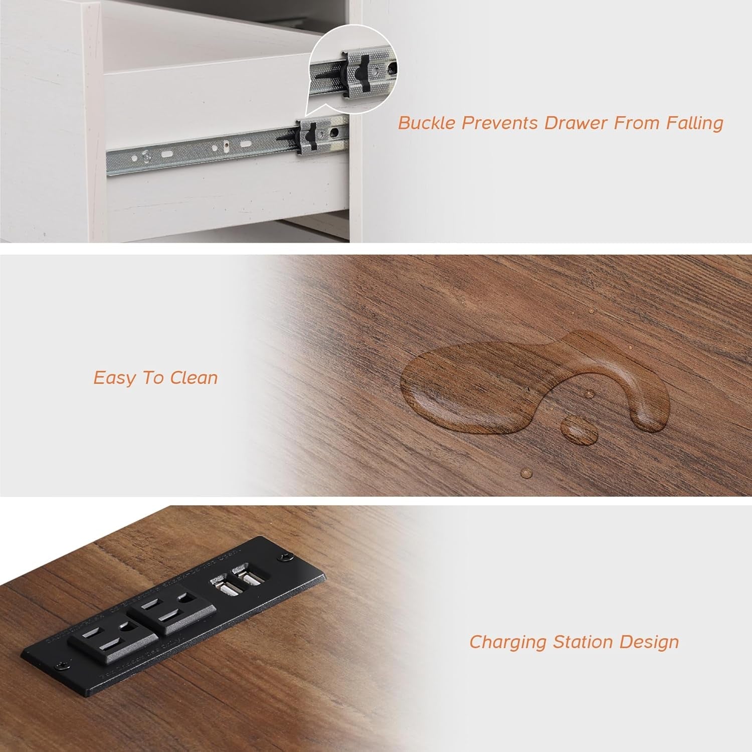 Farmhouse TV Stand Antique White With Charging USB Ports-4