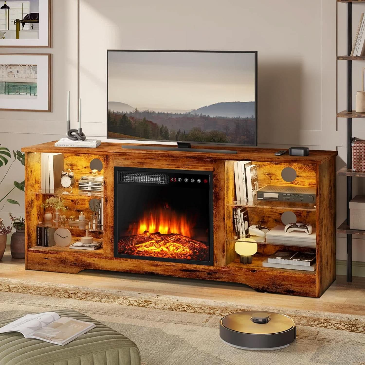 58 Inch Electric Fireplace TV Stand For 65 Inch Televisions-1