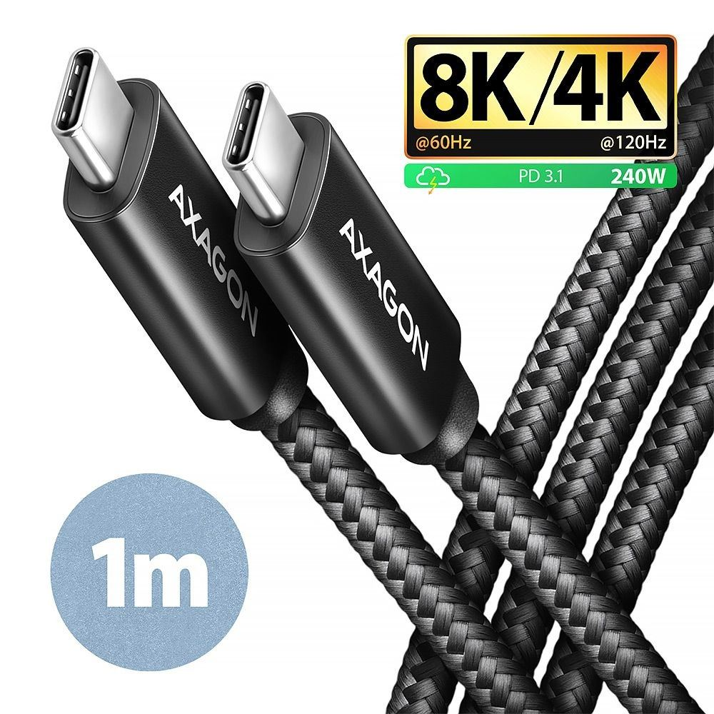 Axagon NewGEN+ USB-C - USB-C adat- és töltőkábel 1m fekete (BUCM4X-CM10AB) (BUCM4X-CM10AB)-0