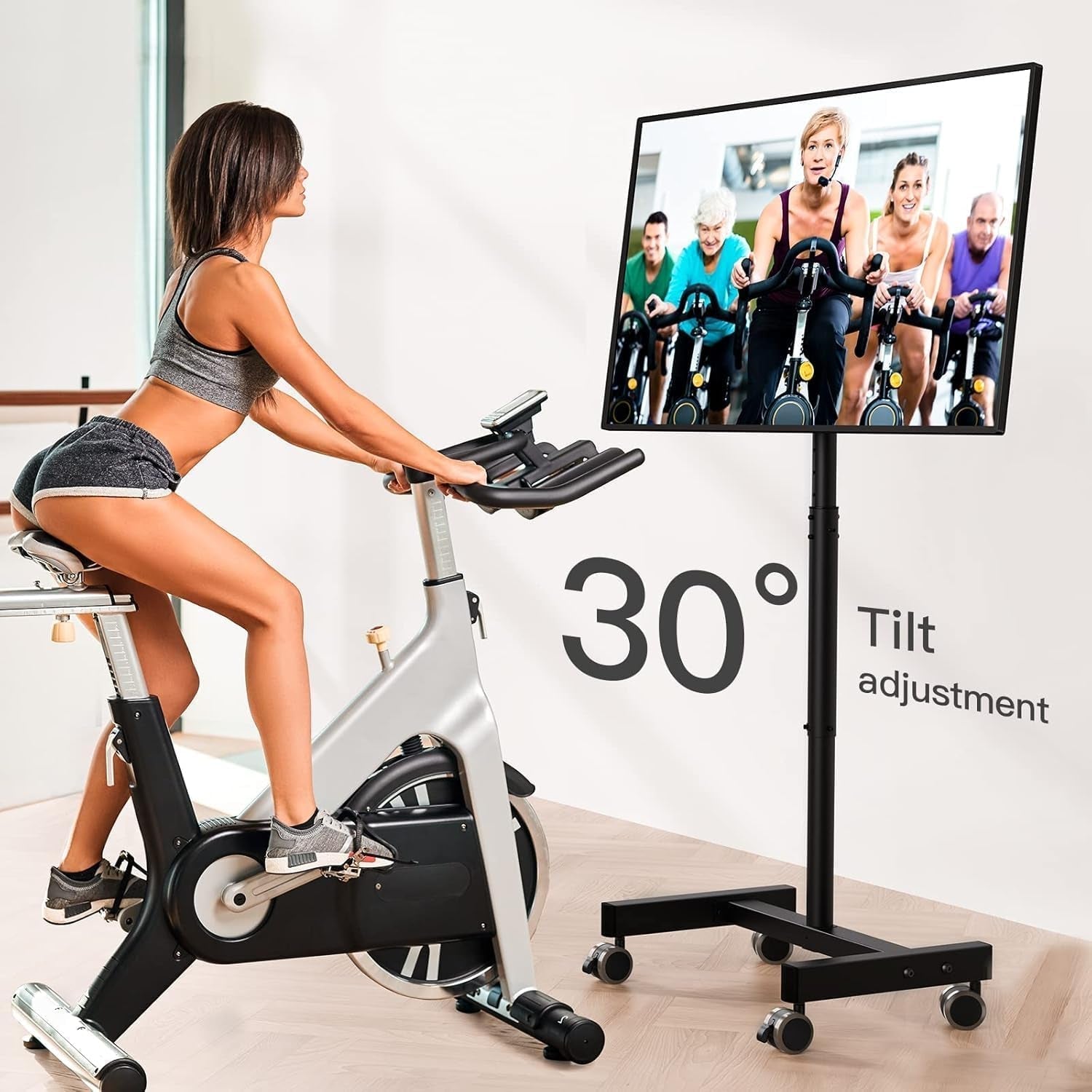 Adjustable Rolling TV Cart For 13 To 50 Inch TVs Tilt-2