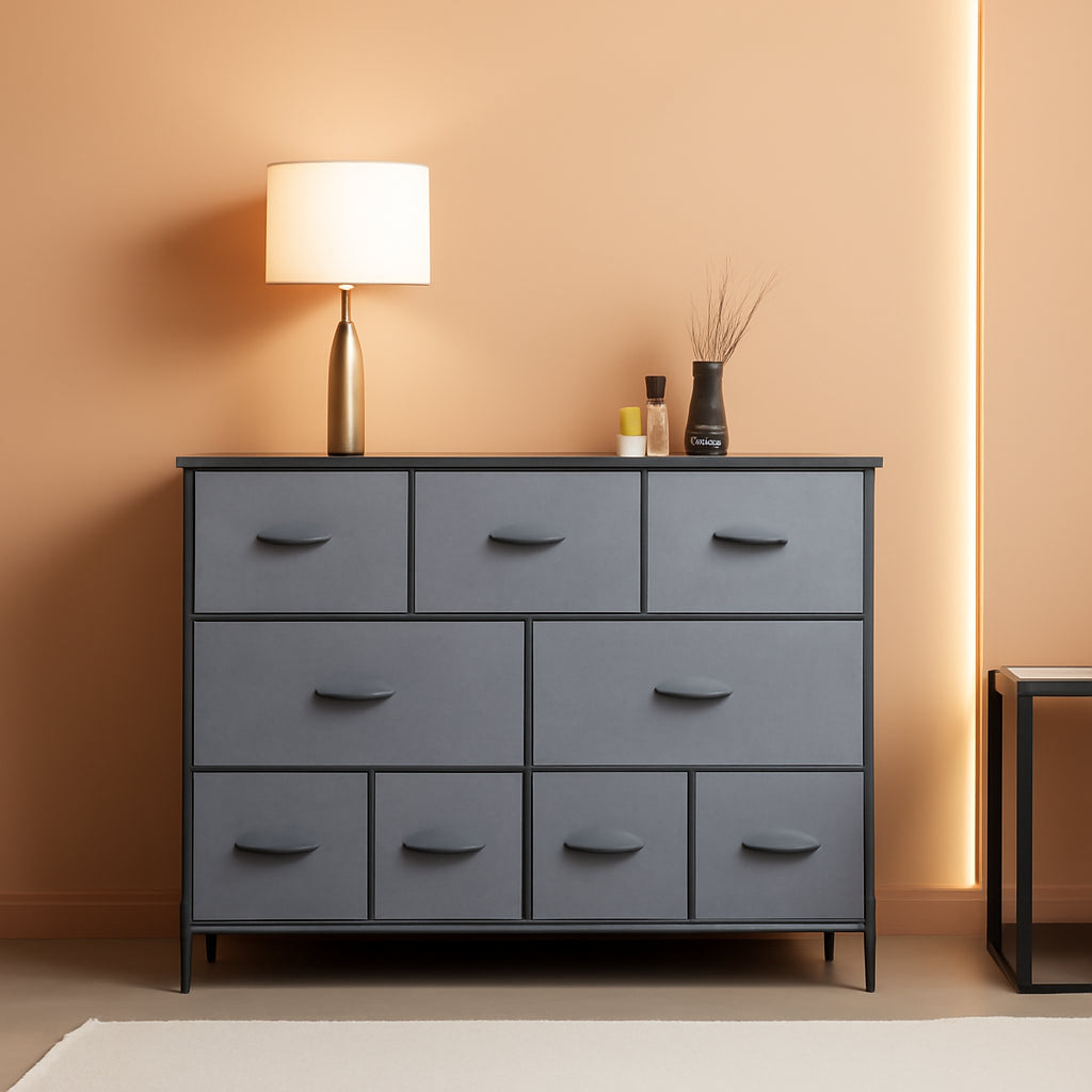 Fabric Dresser With TV Stand 8 Drawer Bedroom Storage-0
