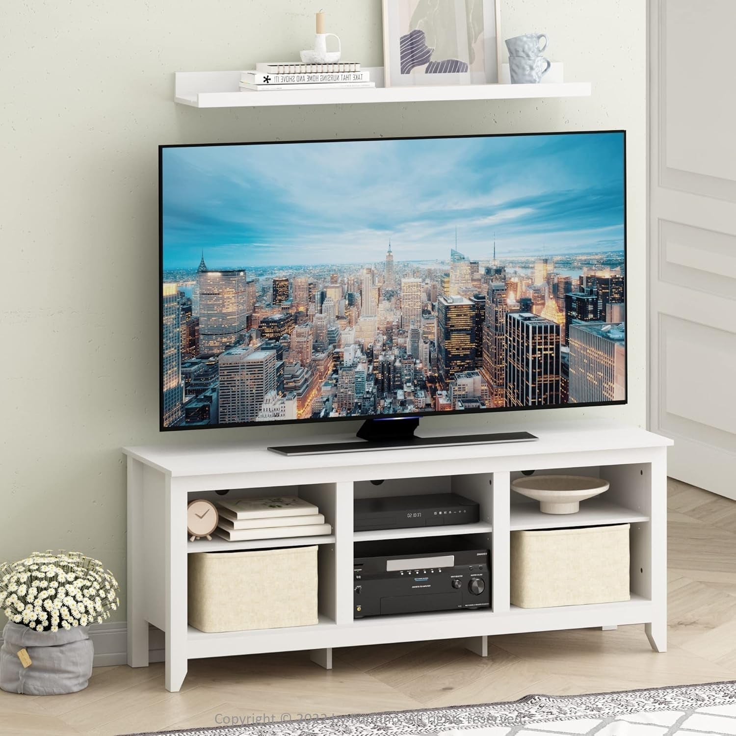 Jensen 65 Inch White Entertainment Center With TV Stand-1