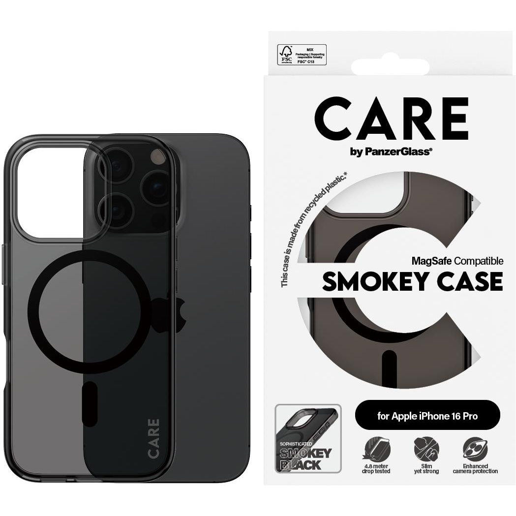PanzerGlass CARE tok Apple iPhone 16 Pro MagSafe Smokey füstszínű/fekete (1350)-0