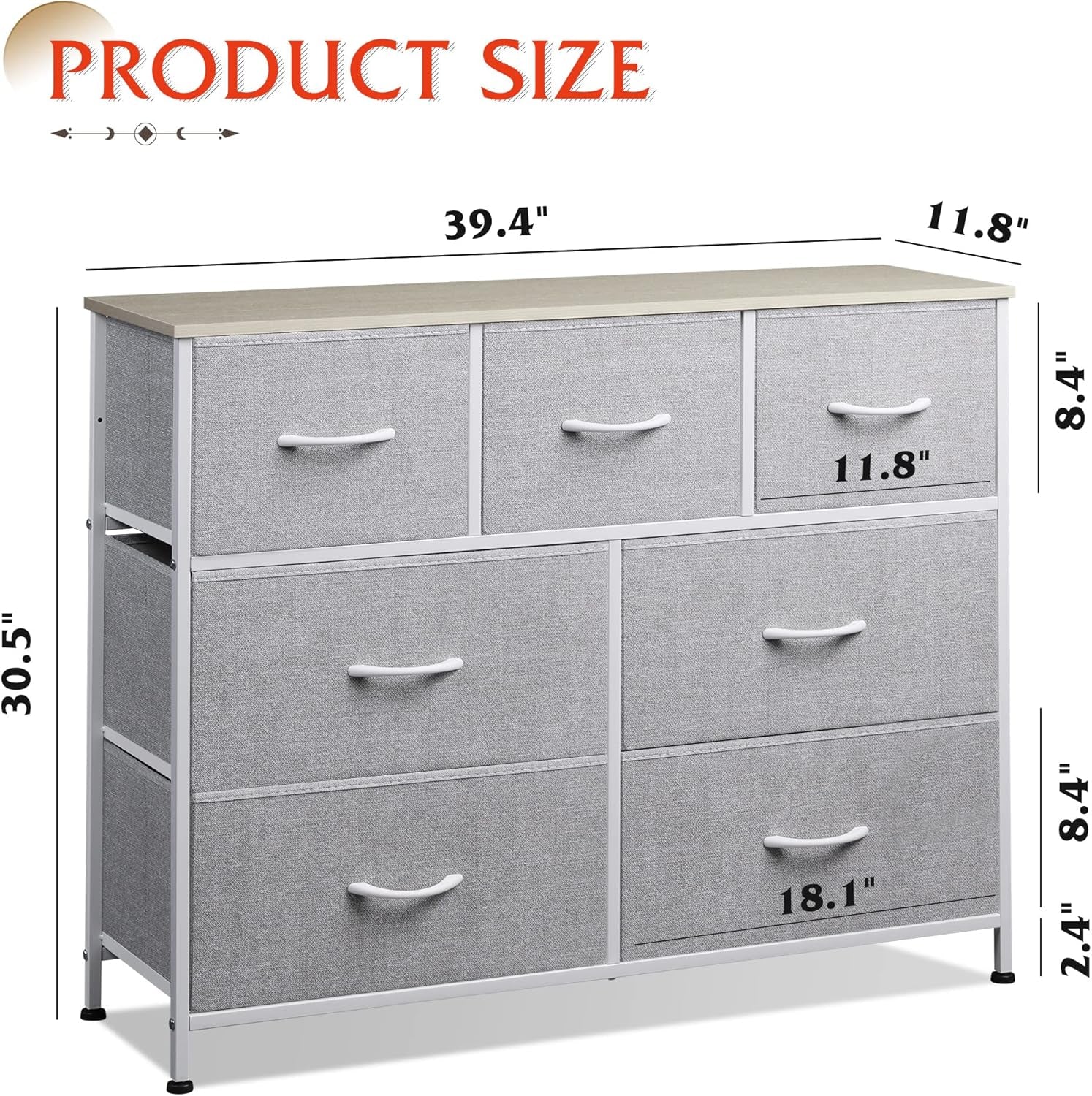 Light Grey Dresser TV Stand 45 Inch TV With Fabric Drawers-2