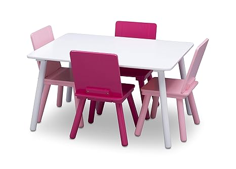Delta Children kids table and chair set white pink