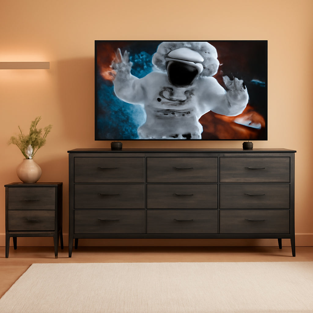 Dresser TV Stand for 60 Inch TV, 9 Drawer, Charcoal Black-0