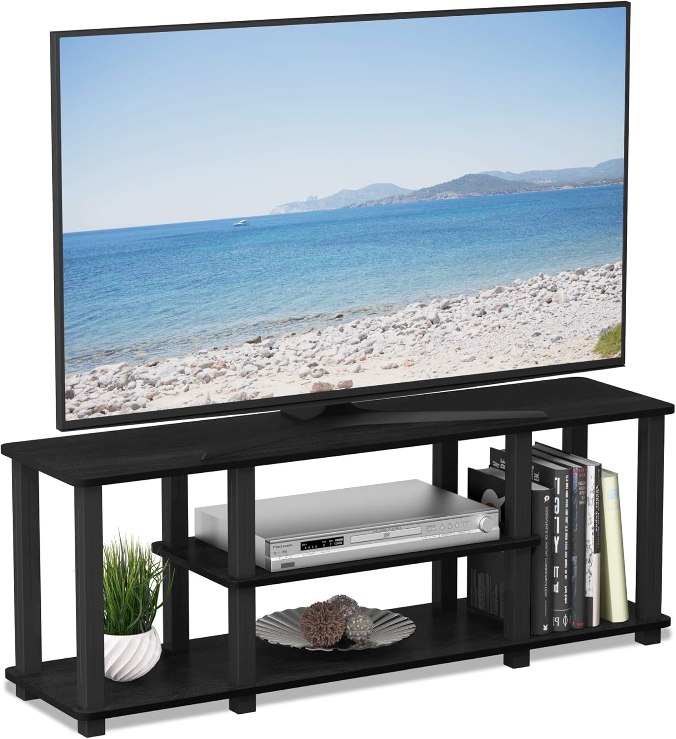 Turn-N-Tube 3-Tier TV Stand For 50-Inch TV Americano Black-3