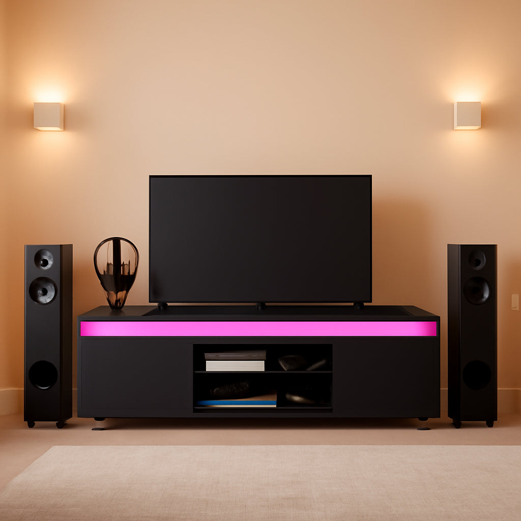 LED TV Stand With Power Outlet And Storage Cabinet-0