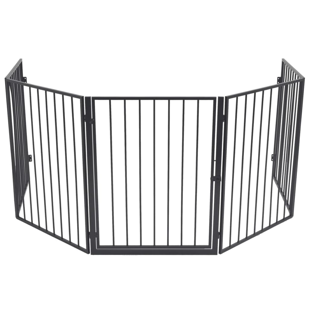 NNEVL Pet Fireplace Fence Steel Black-2