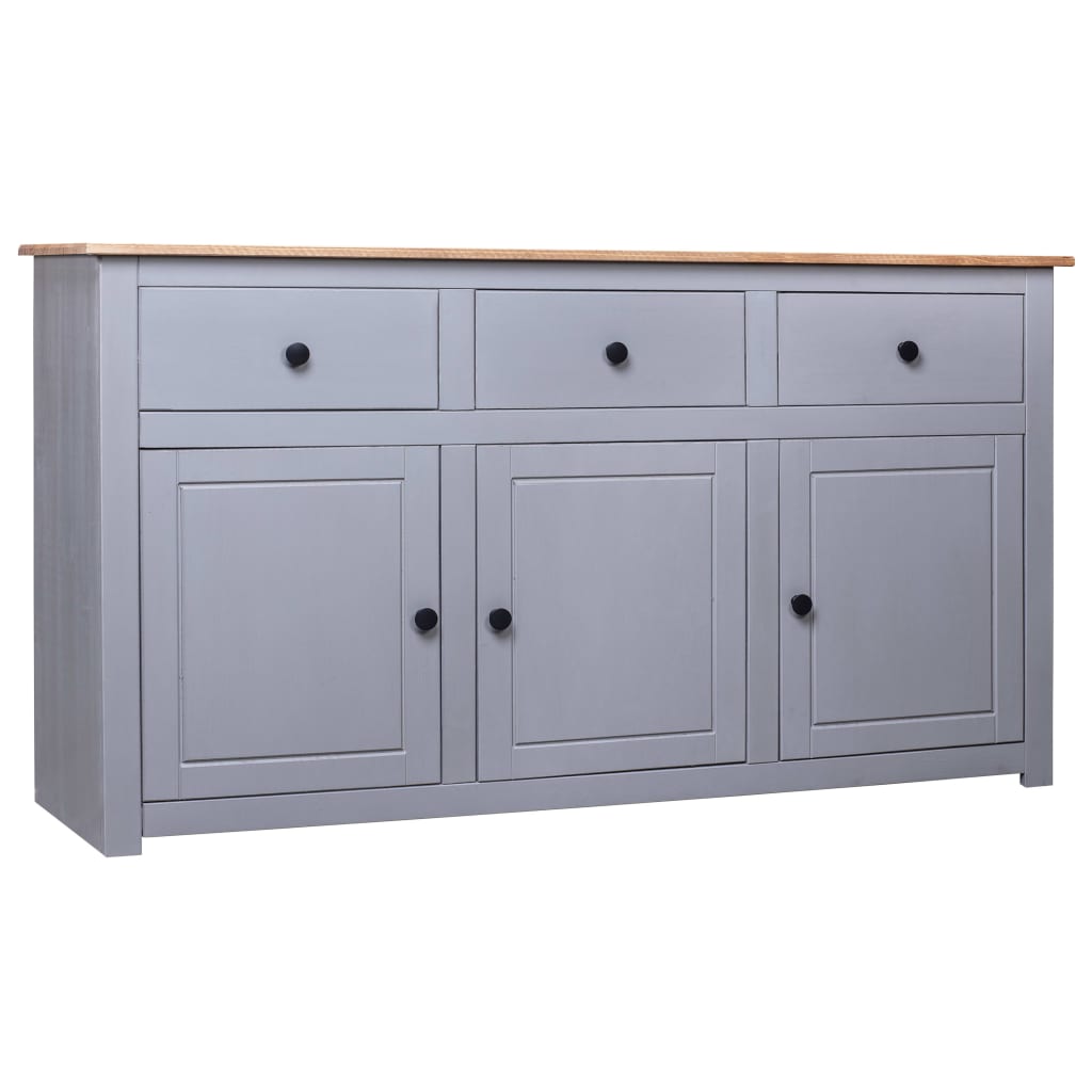 NNEVL Sideboard Grey 135x40x80 cm Solid Pinewood Panama Range-0