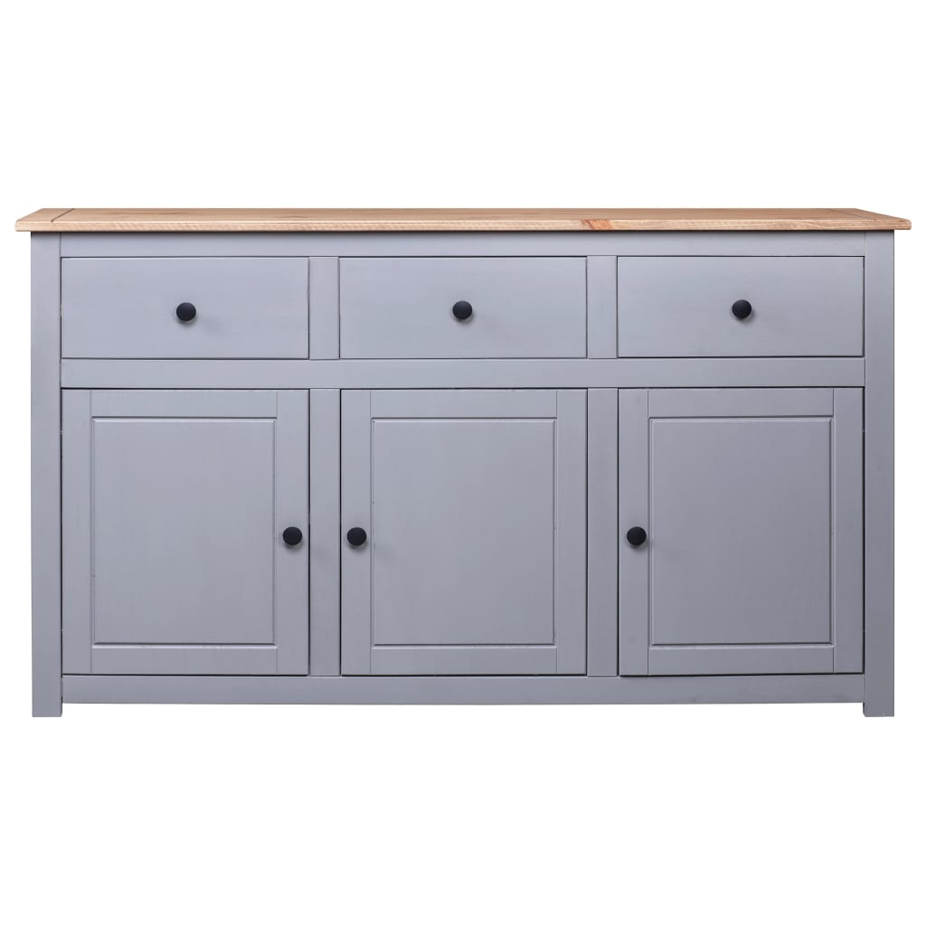NNEVL Sideboard Grey 135x40x80 cm Solid Pinewood Panama Range-1