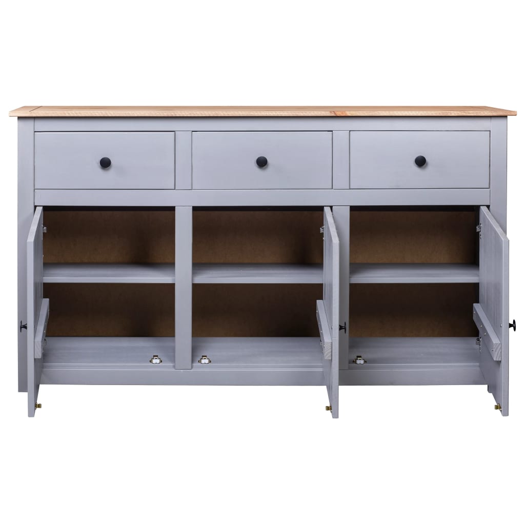 NNEVL Sideboard Grey 135x40x80 cm Solid Pinewood Panama Range-3