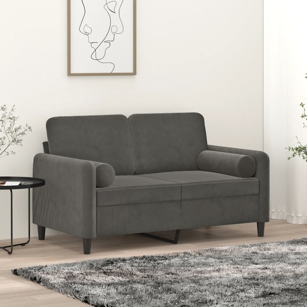 NNEVL Throw Pillows 2 pcs Dark Grey Ø15x50 cm Velvet-0