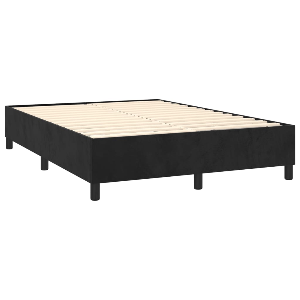 NNEVL Bed Frame without Mattress Black Double Velvet-3